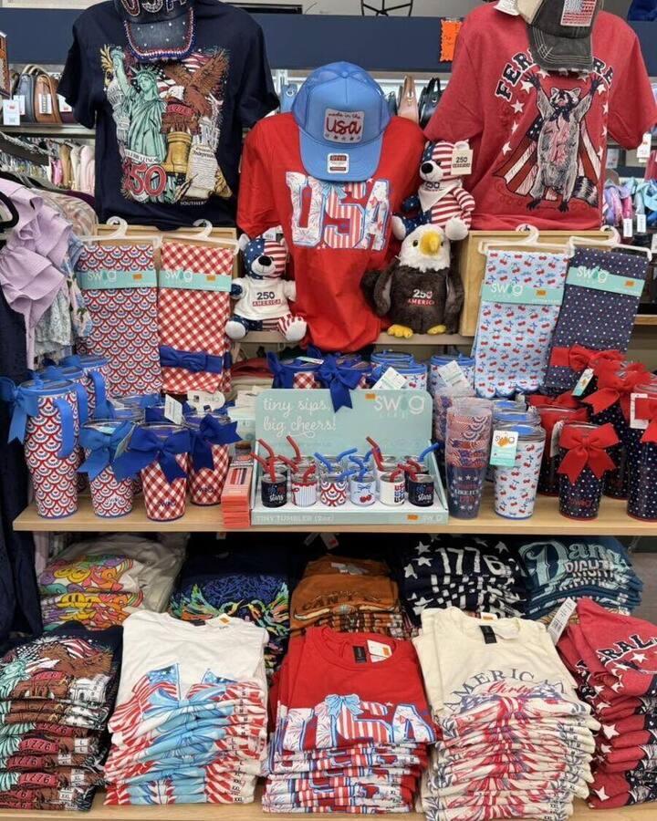 Local t-shirts for sale in the Tallent Drug Store gift shop